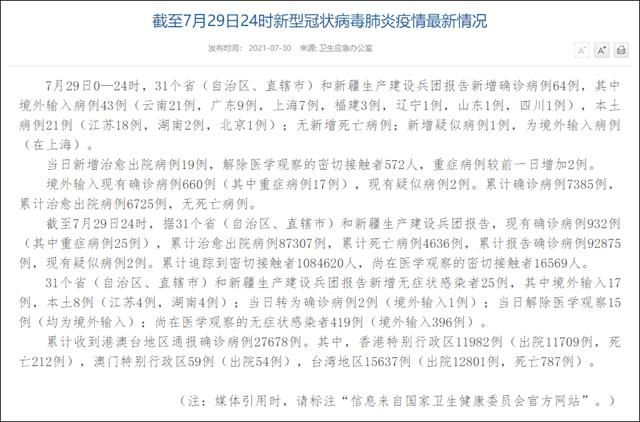  31省份新增25例均为境外输入:31省新增10例 均为境外输入