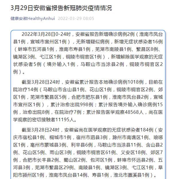  安徽省芜湖市累计报告阳性感染者9例:安徽芜湖确诊一例